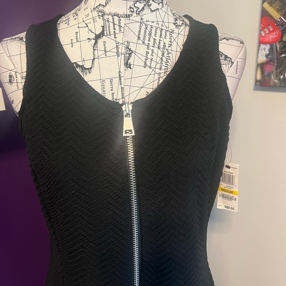 Alfani Little Black Dress with Front Neck to Hem Zipper NWT - Picture 2 of 9